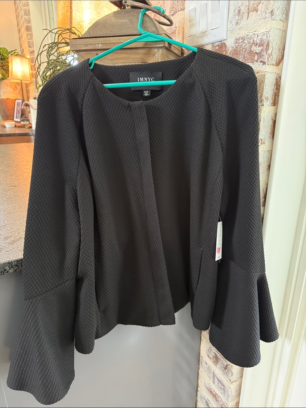 NWT ISAAC MIZRAHI IMNYC Sz XL women’s zip up lined black dress top jacket